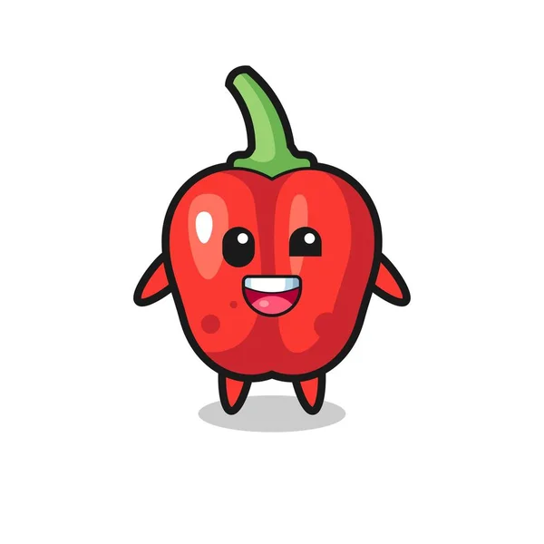 Illustration Einer Roten Paprika Figur Mit Unbeholfenen Posen Niedlichem Design — Stockvektor