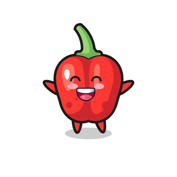 Happy Baby Red Bell Pepper Cartoon Character Cute Style Design — стоковый вектор