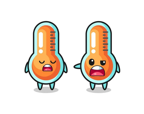 Illust Argue Two Cute Thermometer Characters Design Estilo Bonito Para — Vetor de Stock