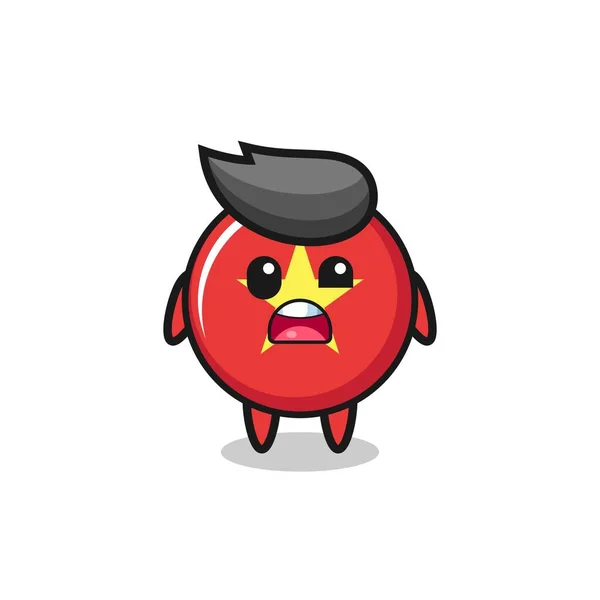 Shocked Face Cute Vietnam Flag Badge Mascot Cute Style Design — Image vectorielle