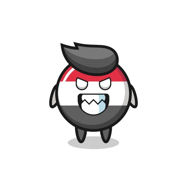 Evil Expression Yemen Flag Badge Cute Mascot Character Cute Style — 스톡 벡터
