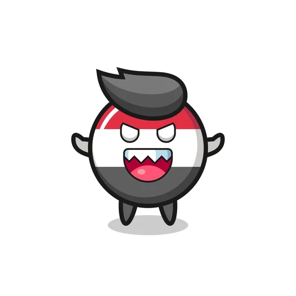 Illustration Evil Yemen Flag Badge Mascot Character Cute Style Design — Image vectorielle