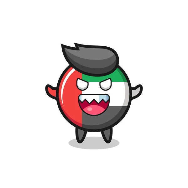 Illustration Evil Uae Flag Badge Mascot Character Cute Style Design — Image vectorielle