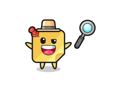 Bir davayı çözmeyi başaran bir dedektif olarak yapışkan banknotların çizimi, tişört, çıkartma, logo elementi için şirin bir tasarım.