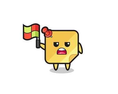 Çizgi hakimi olarak yapışkan notlar bayrağı kaldırıyor, tişört, etiket, logo ögesi için şirin bir tasarım.