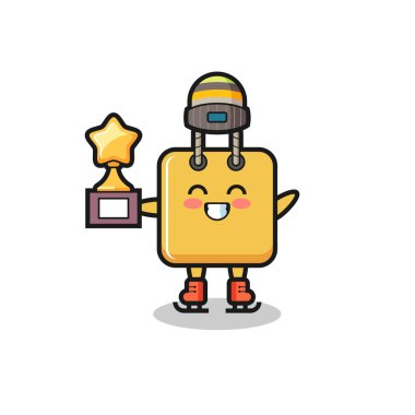 Buz patencisi çizgi filmi. Kazanan kupa, tişört, çıkartma, logo elementi için şirin bir tasarım.