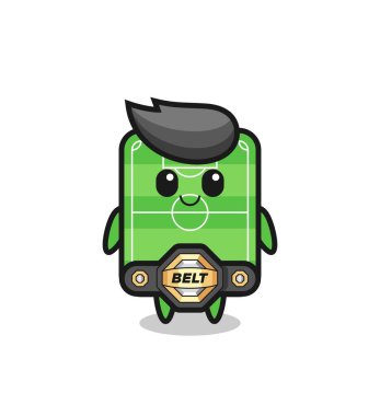 the MMA fighter football field mascot with a belt , cute style design for t shirt, sticker, logo element