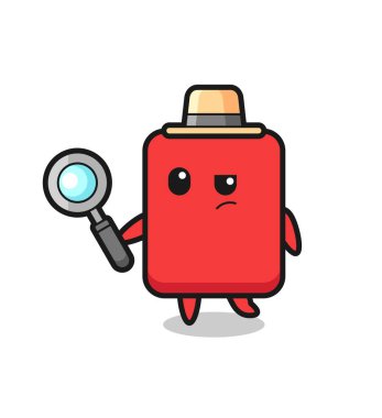 red card detective character is analyzing a case , cute style design for t shirt, sticker, logo element