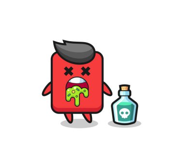 illustration of an red card character vomiting due to poisoning , cute style design for t shirt, sticker, logo element