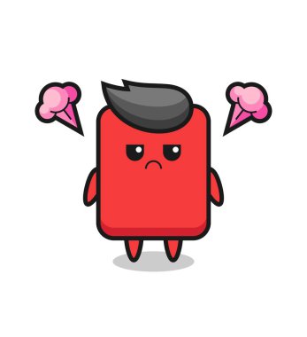 annoyed expression of the cute red card cartoon character , cute style design for t shirt, sticker, logo element
