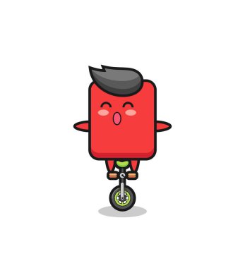 The cute red card character is riding a circus bike , cute style design for t shirt, sticker, logo element