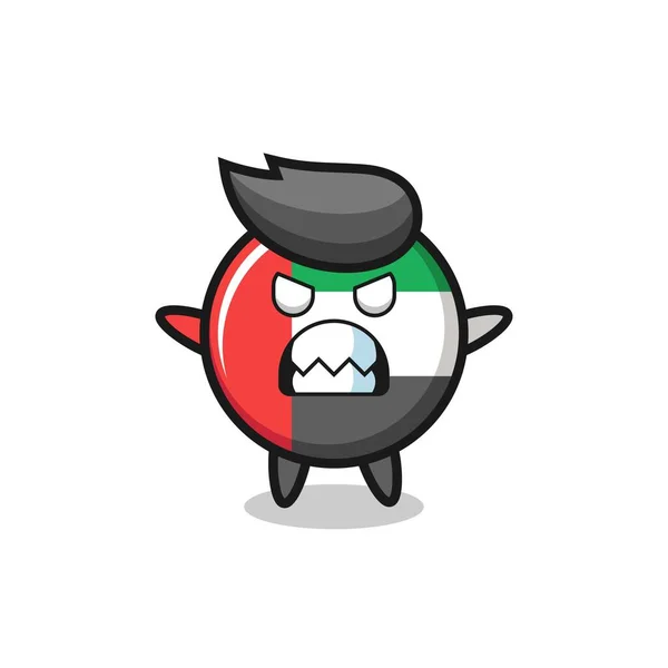 Wrathful Expression Uae Flag Badge Mascot Character Cute Style Design — Image vectorielle