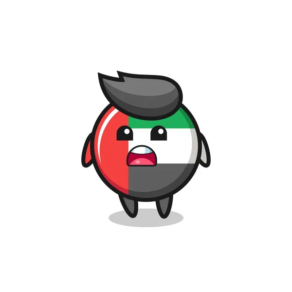 Uae Flag Badge Illustration Apologizing Expression Saying Sorry Cute Style —  Vetores de Stock