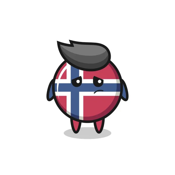 Lazy Gesture Norway Flag Badge Cartoon Character Cute Style Design — Vettoriale Stock