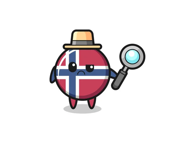 Mascot Cute Norway Flag Badge Detective Cute Style Design Shirt — Stock Vector