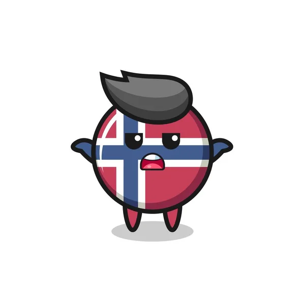 Norway Flag Badge Mascot Character Saying Know Cute Style Design — 스톡 벡터