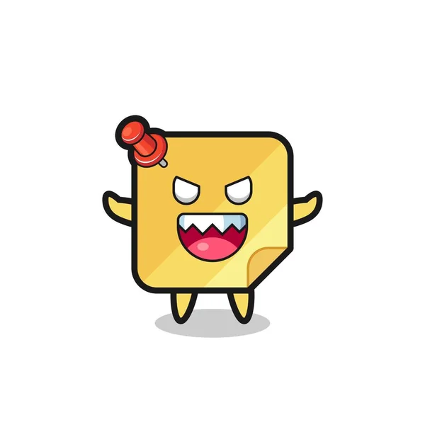 Illustration Evil Sticky Notes Mascot Character Cute Style Design Shirt — Wektor stockowy