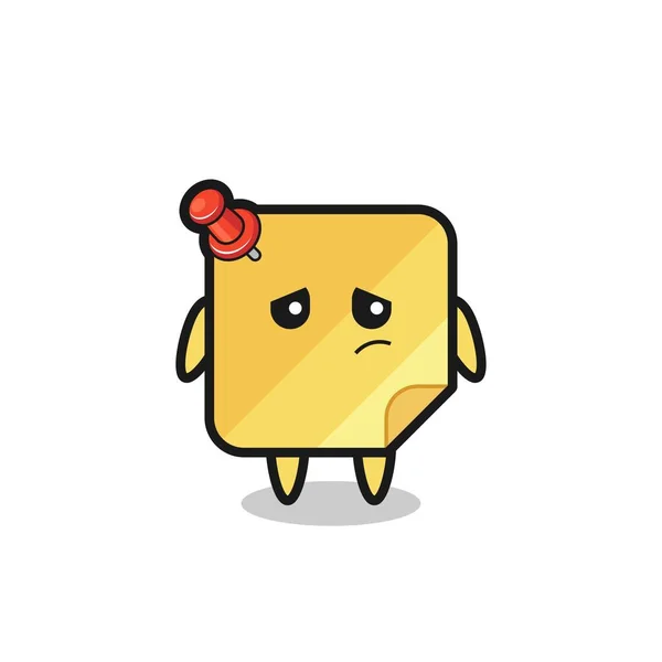 Lazy Gesture Sticky Notes Cartoon Character Cute Style Design Shirt — Wektor stockowy
