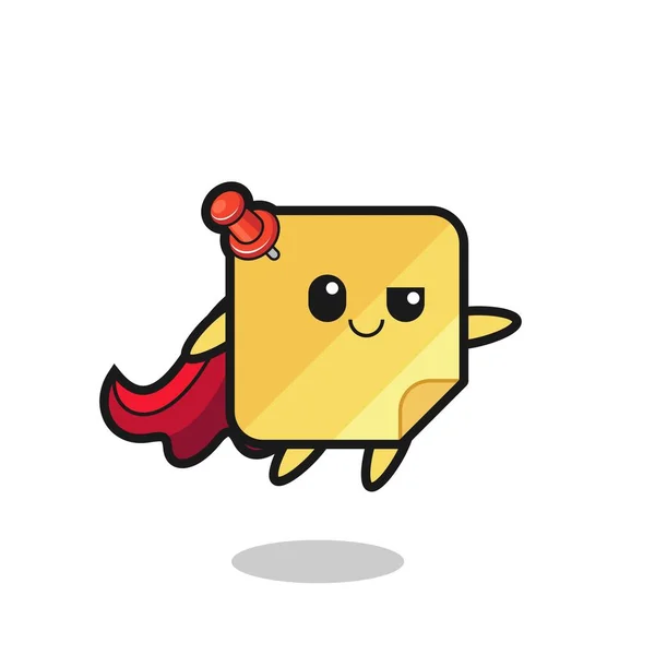 Cute Sticky Notes Superhero Character Flying Cute Style Design Shirt — Archivo Imágenes Vectoriales