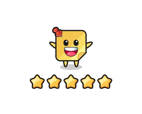 Illustration Customer Best Rating Sticky Notes Cute Character Stars Cute — Archivo Imágenes Vectoriales