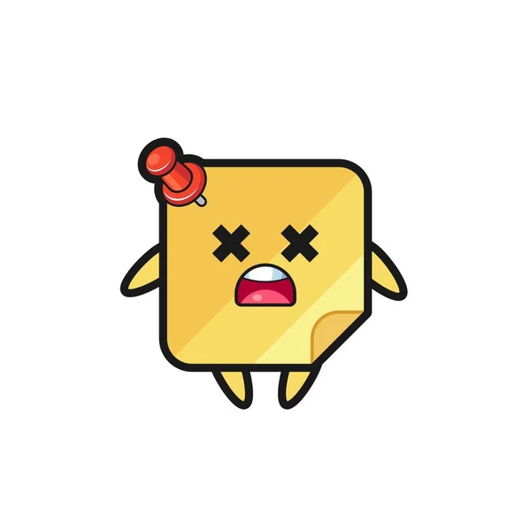 Dead Sticky Notes Mascot Character Cute Style Design Shirt Sticker — 图库矢量图片