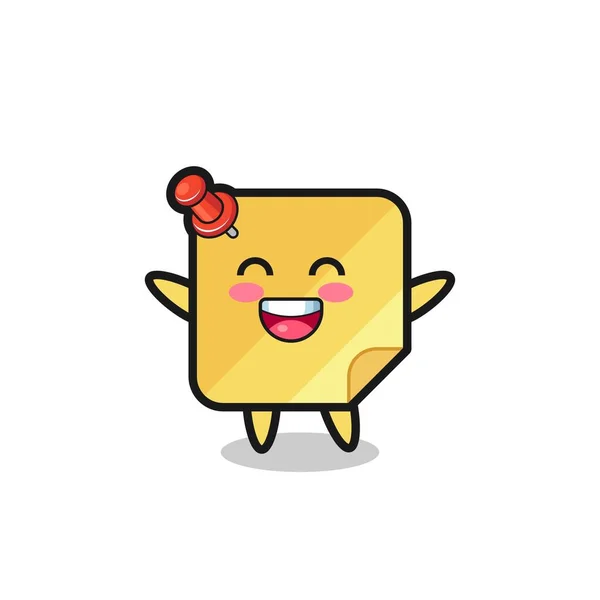 Happy Baby Sticky Notes Cartoon Character Cute Style Design Shirt — Wektor stockowy