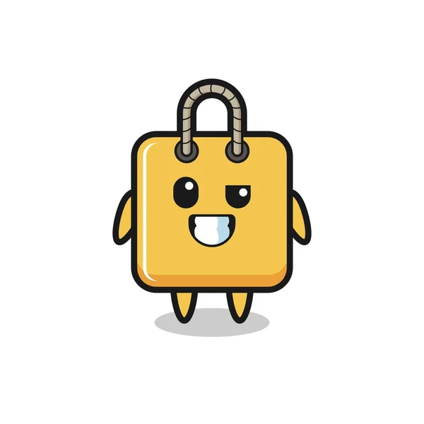 Cute Shopping Bag Mascot Optimistic Face Cute Style Design Shirt — Image vectorielle