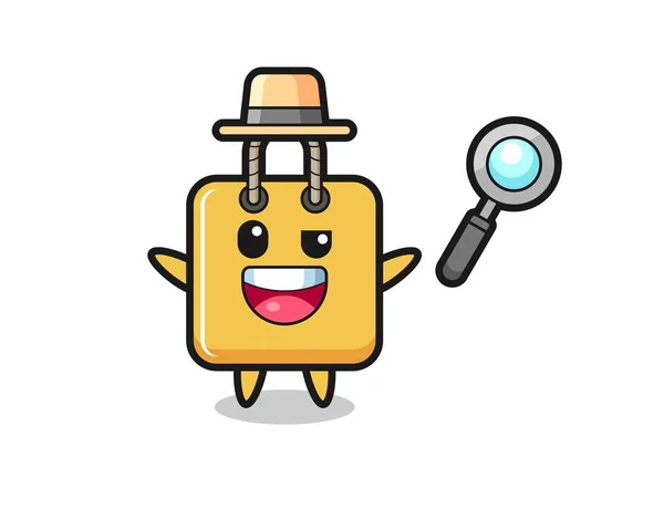 Illustration Shopping Bag Mascot Detective Who Manages Solve Case Cute — Image vectorielle
