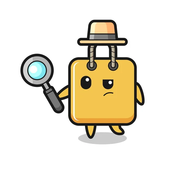 Shopping Bag Detective Character Analyzing Case Cute Style Design Shirt — Wektor stockowy