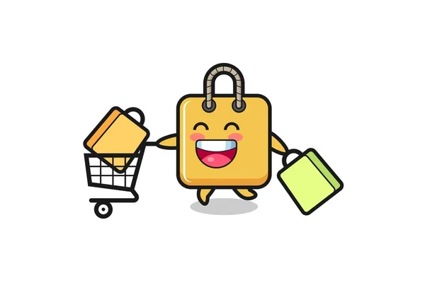 Black Friday Illustration Cute Shopping Bag Mascot Cute Style Design — Vetor de Stock