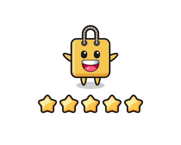 Illustration Customer Best Rating Shopping Bag Cute Character Stars Cute — Vector de stock