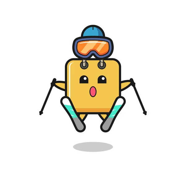Shopping Bag Mascot Character Ski Player Cute Style Design Shirt — 图库矢量图片