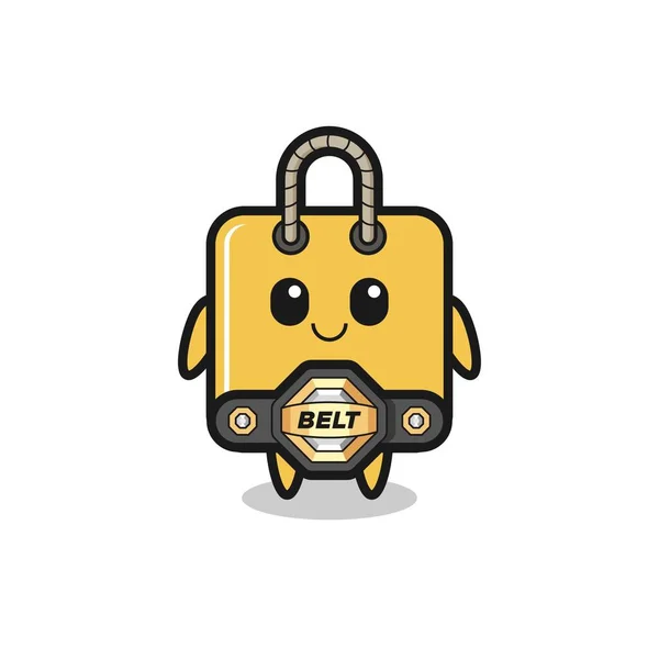Mma Fighter Shopping Bag Mascot Belt Cute Style Design Shirt — Image vectorielle