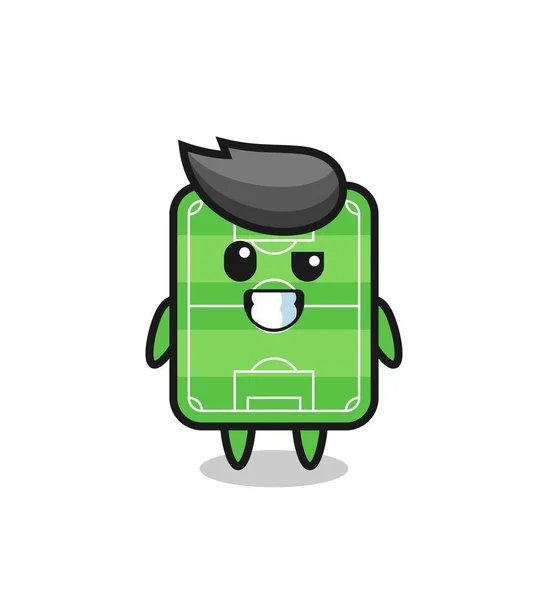 Cute Football Field Mascot Optimistic Face Cute Style Design Shirt — Vetor de Stock