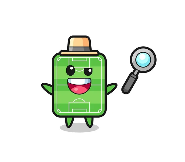 Illustration Football Field Mascot Detective Who Manages Solve Case Cute — Stock Vector