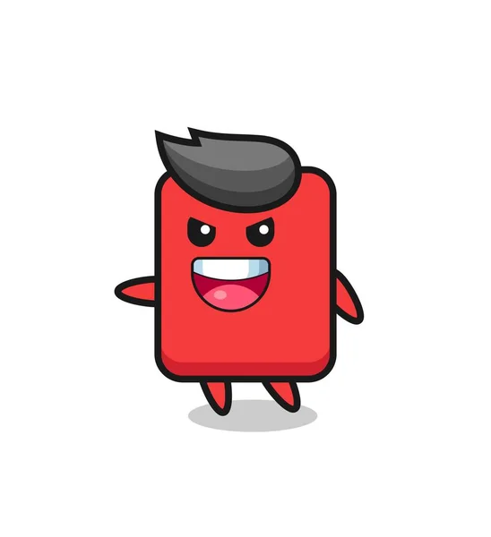 Red Card Cartoon Very Excited Pose Cute Style Design Shirt — Wektor stockowy