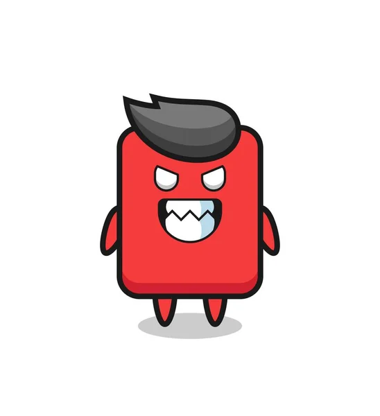 Evil Expression Red Card Cute Mascot Character Cute Style Design — Wektor stockowy