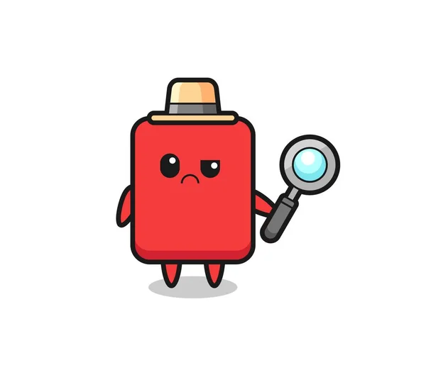 Mascot Cute Red Card Detective Cute Style Design Shirt Sticker — Archivo Imágenes Vectoriales