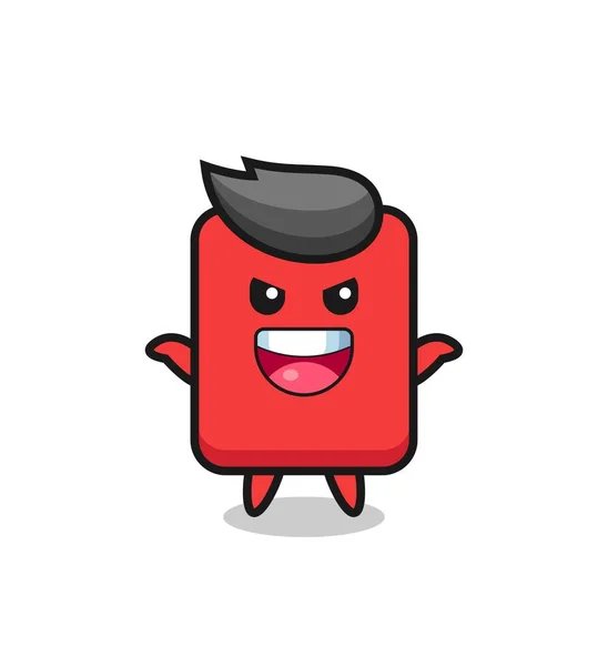 Illustration Cute Red Card Doing Scare Gesture Cute Style Design — Wektor stockowy