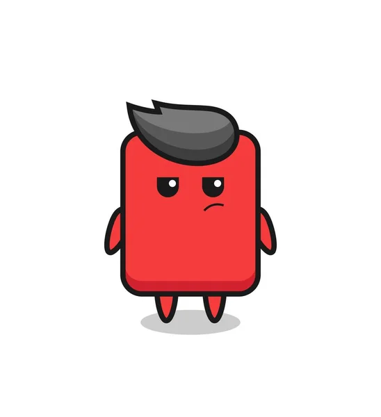 Cute Red Card Character Suspicious Expression Cute Style Design Shirt — Wektor stockowy
