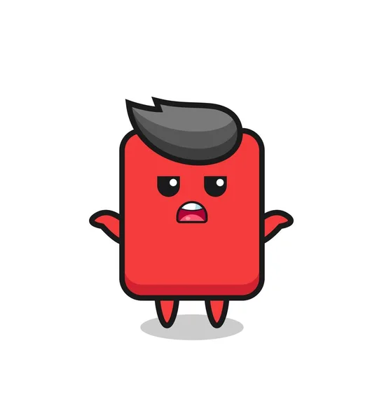 Red Card Mascot Character Saying Know Cute Style Design Shirt — Wektor stockowy