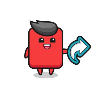 cute red card hold social media share symbol , cute style design for t shirt, sticker, logo element