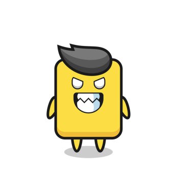 evil expression of the yellow card cute mascot character , cute style design for t shirt, sticker, logo element