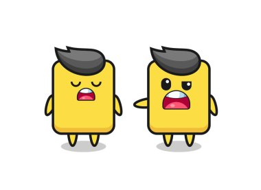 illustration of the argue between two cute yellow card characters , cute style design for t shirt, sticker, logo element