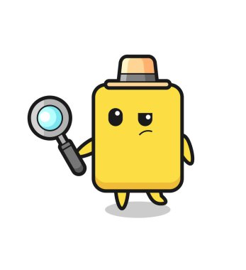 yellow card detective character is analyzing a case , cute style design for t shirt, sticker, logo element