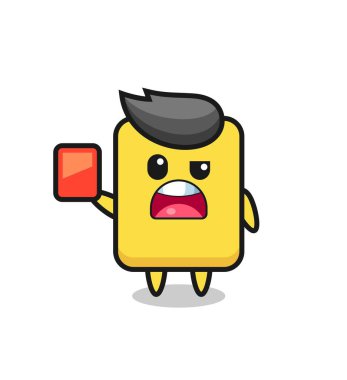 yellow card cute mascot as referee giving a red card , cute style design for t shirt, sticker, logo element