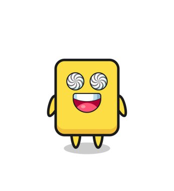 cute yellow card character with hypnotized eyes , cute style design for t shirt, sticker, logo element