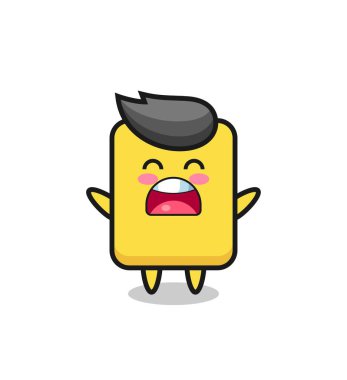 cute yellow card mascot with a yawn expression , cute style design for t shirt, sticker, logo element