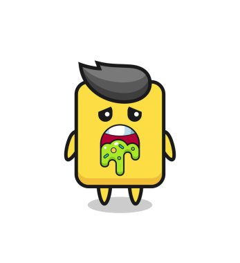 the cute yellow card character with puke , cute style design for t shirt, sticker, logo element