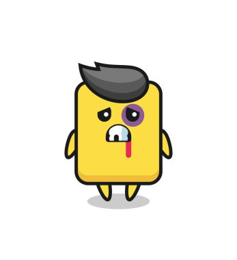 injured yellow card character with a bruised face , cute style design for t shirt, sticker, logo element